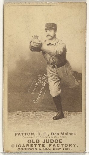 Patton, Right Field, Des Moines Prohibitionists, from the Old Judge series (N172) for Old Judge Cigarettes