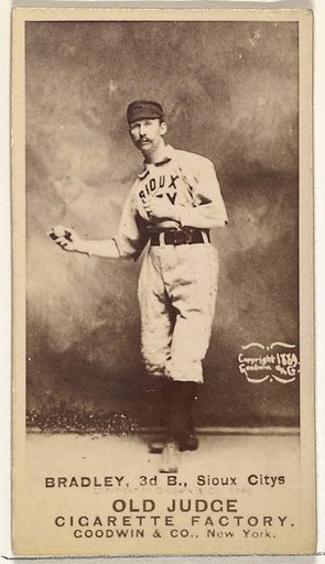 George Washington "Grin" Bradley, 3rd Base, Sioux City Corn Huskers, from the Old Judge series (N172) for Old Judge Cigarettes