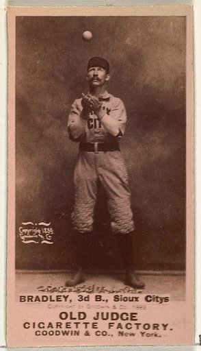 George Washington "Grin" Bradley, 3rd Base, Sioux City Corn Huskers, from the Old Judge series (N172) for Old Judge Cigarettes