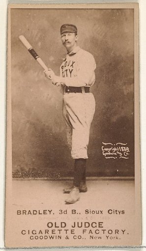 George Washington "Grin" Bradley, 3rd Base, Sioux City Corn Huskers, from the Old Judge series (N172) for Old Judge Cigarettes