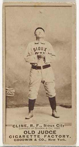 John P. "Monk" Cline, Right Field, Sioux City Corn Huskers, from the Old Judge series (N172) for Old Judge Cigarettes