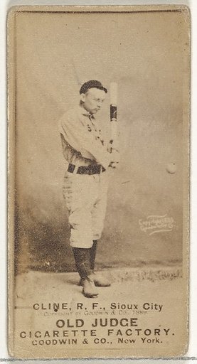 John P. "Monk" Cline, Right Field, Sioux City Corn Huskers, from the Old Judge series (N172) for Old Judge Cigarettes