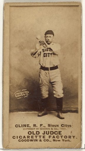 John P. "Monk" Cline, Right Field, Sioux City Corn Huskers, from the Old Judge series (N172) for Old Judge Cigarettes