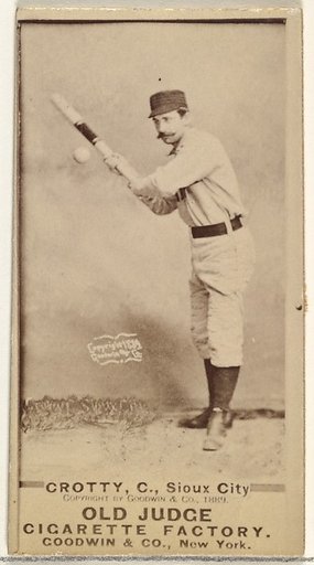 Joseph P. "Joe" Crotty, Catcher, Sioux City Corn Huskers, from the Old Judge series (N172) for Old Judge Cigarettes