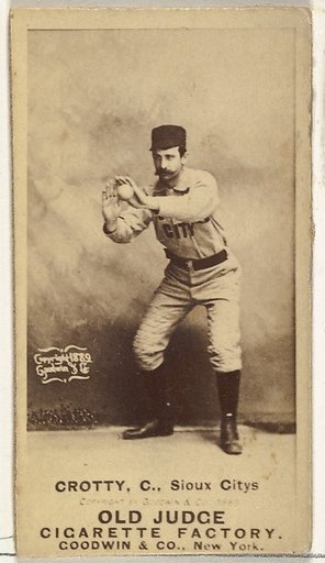 Joseph P. "Joe" Crotty, Catcher, Sioux City Corn Huskers, from the Old Judge series (N172) for Old Judge Cigarettes