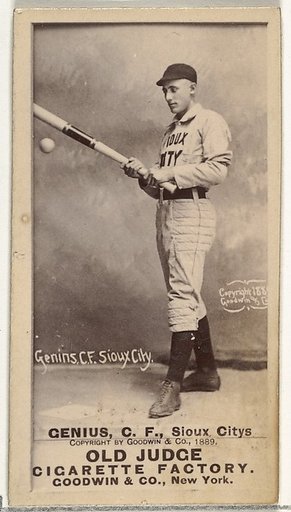 C. Frank Genins, Center Field, Sioux City Corn Huskers, from the Old Judge series (N172) for Old Judge Cigarettes