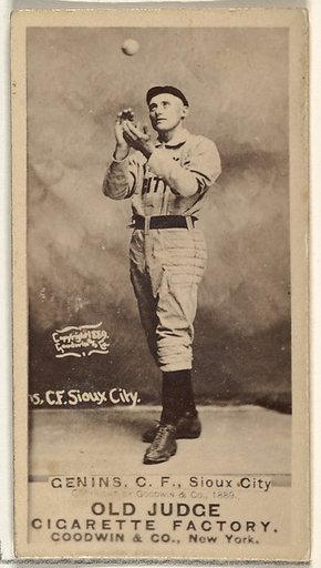 C. Frank Genins, Center Field, Sioux City Corn Huskers, from the Old Judge series (N172) for Old Judge Cigarettes