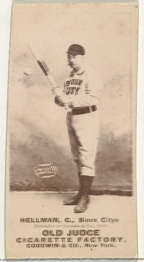 Anthony Joseph "Tony" Hellman, Catcher, Sioux City Corn Huskers, from the Old Judge series (N172) for Old Judge Cigarettes
