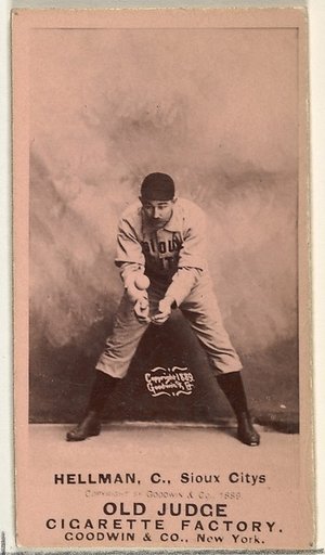 Anthony Joseph "Tony" Hellman, Catcher, Sioux City Corn Huskers, from the Old Judge series (N172) for Old Judge Cigarettes