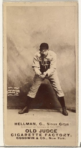 Anthony Joseph "Tony" Hellman, Catcher, Sioux City Corn Huskers, from the Old Judge series (N172) for Old Judge Cigarettes
