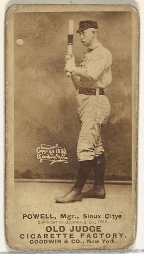 James Edwin "Jim" Powell, Manager and 1st Base, Sioux City Corn Huskers, from the Old Judge series (N172) for Old Judge Cigarettes