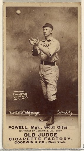 James Edwin "Jim" Powell, Manager and 1st Base, Sioux City Corn Huskers, from the Old Judge series (N172) for Old Judge Cigarettes
