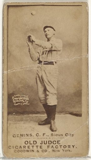 C. Frank Genins, Center Field, Sioux City Corn Huskers, from the Old Judge series (N172) for Old Judge Cigarettes