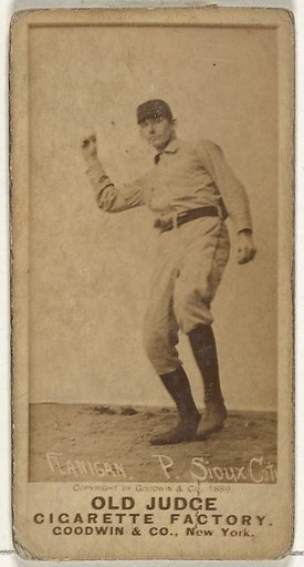 Thomas Flanagan, Pitcher, Sioux City Corn Huskers, from the Old Judge series (N172) for Old Judge Cigarettes