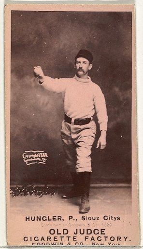 Al C. Hungler, Pitcher, Sioux City Corn Huskers, from the Old Judge series (N172) for Old Judge Cigarettes