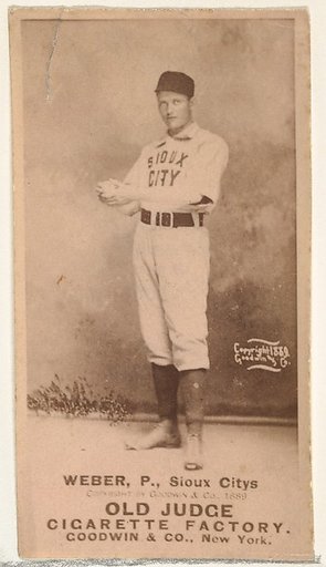Peter W. Webber, Pitcher, Sioux City Corn Huskers, from the Old Judge series (N172) for Old Judge Cigarettes