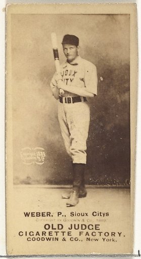 Peter W. Webber, Pitcher, Sioux City Corn Huskers, from the Old Judge series (N172) for Old Judge Cigarettes