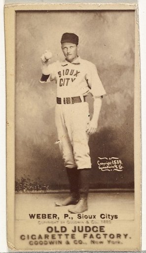 Peter W. Webber, Pitcher, Sioux City Corn Huskers, from the Old Judge series (N172) for Old Judge Cigarettes