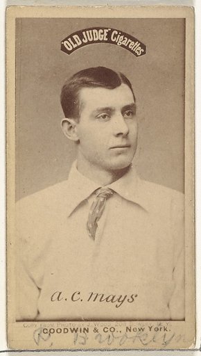 Albert C. "Al" Mays, Pitcher, Brooklyn Bridegrooms, from the Old Judge series (N172) for Old Judge Cigarettes