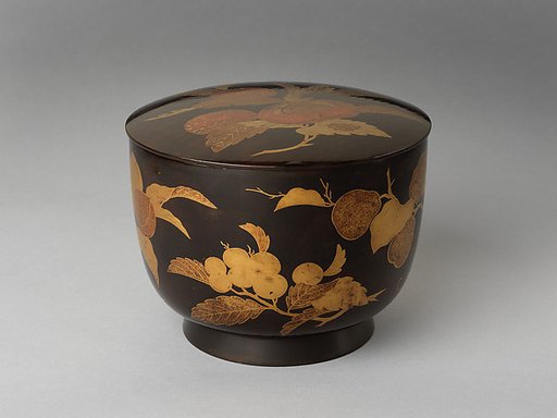 Rice server with decoration of autumn fruit on a branch