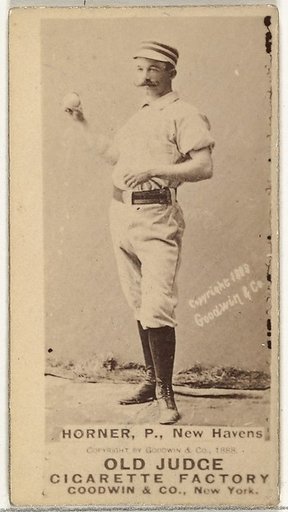 William "Jack" Frank Horner, Pitcher, New Haven, from the Old Judge series (N172) for Old Judge Cigarettes