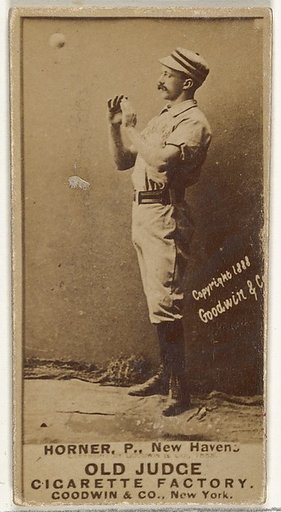 William "Jack" Frank Horner, Pitcher, New Haven, from the Old Judge series (N172) for Old Judge Cigarettes
