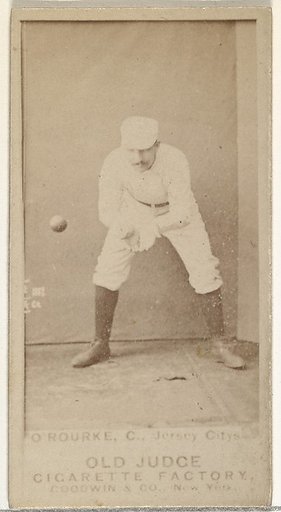 Thomas Joseph "Tom" O'Rourke, Catcher, Jersey City Skeeters, from the Old Judge series (N172) for Old Judge Cigarettes