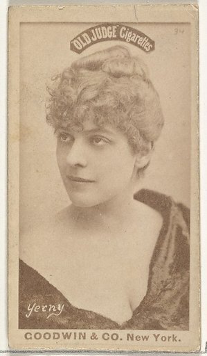 Yerny, from the Actors and Actresses series (N171) for Old Judge Cigarettes