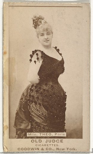 Mlle. Theo, Paris, from the Actors and Actresses series (N171) for Old Judge Cigarettes