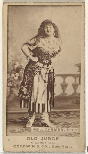 Mlle. Carmen, Paris, from the Actors and Actresses series (N171) for Old Judge Cigarettes