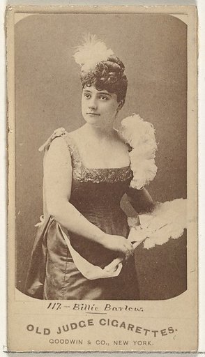 Billie Barlow, from the Actors and Actresses series (N171) for Old Judge Cigarettes