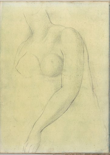 Sketch of a female nude resembling the Medici Venus (Smaller Italian sketchbook, leaf 19 recto)