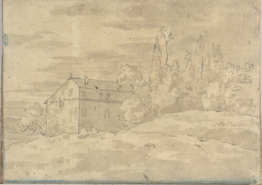 A villa surrounded by trees, at Rome (Smaller Italian sketchbook, leaf 22 recto)