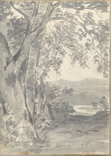 Landscape with trees and distant hills (Smaller Italian sketchbook, leaf 37 recto)