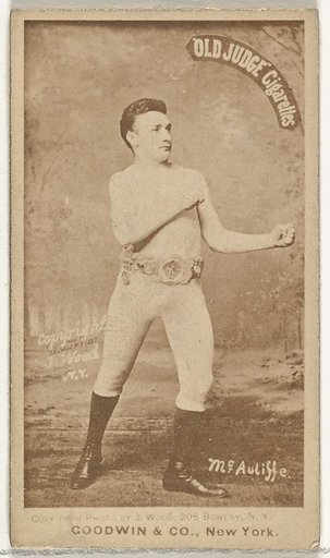 McAuliffe, from the Celebrities and Prizefighters series (N174) for Old Judge Cigarettes