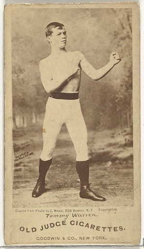 Tommy Warren, from the Celebrities and Prizefighters series (N174) for Old Judge Cigarettes
