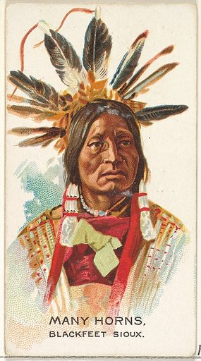Many Horns, Blackfeet Sioux, from the American Indian Chiefs series (N2) for Allen & Ginter Cigarettes Brands