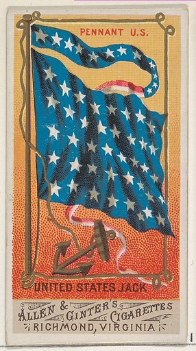 Pennant U.S., United States Jack, from Flags of All Nations, Series 1 (N9) for Allen & Ginter Cigarettes Brands