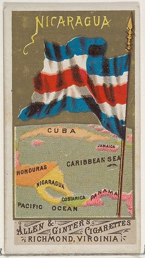Nicaragua, from Flags of All Nations, Series 1 (N9) for Allen & Ginter Cigarettes Brands