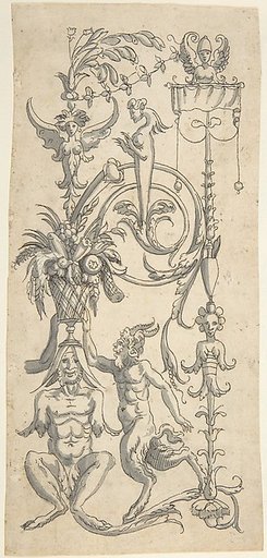 Candelabra Grotesque with a Crouched Satyr Carrying a Fruit Basket