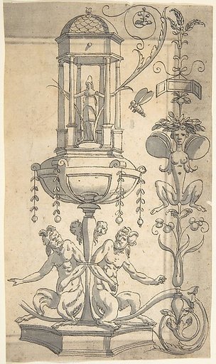 Candelabra Grotesque with an Hexagonal Pavillion on a Foot