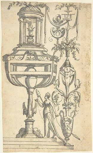 Candelabra Grotesque Crowned by an Altar in a Small Pavillion