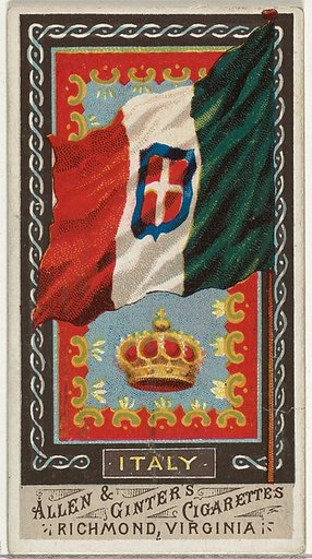 Italy, from Flags of All Nations, Series 1 (N9) for Allen & Ginter Cigarettes Brands
