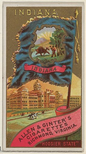 Indiana, from Flags of the States and Territories (N11) for Allen & Ginter Cigarettes Brands