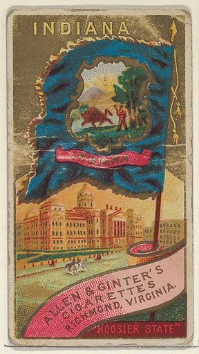 Indiana, from Flags of the States and Territories (N11) for Allen & Ginter Cigarettes Brands