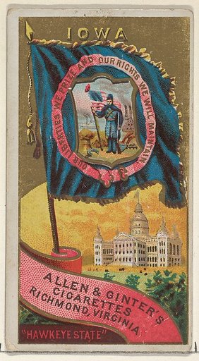 Iowa, from Flags of the States and Territories (N11) for Allen & Ginter Cigarettes Brands