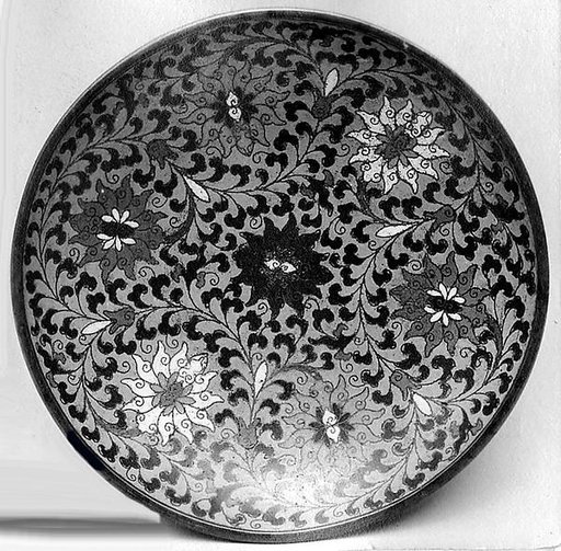 Dish with Stylized Flowers