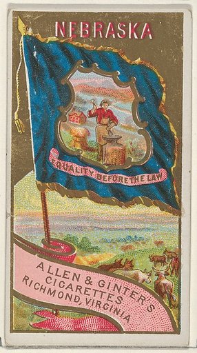 Nebraska, from Flags of the States and Territories (N11) for Allen & Ginter Cigarettes Brands