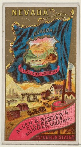 Nevada, from Flags of the States and Territories (N11) for Allen & Ginter Cigarettes Brands
