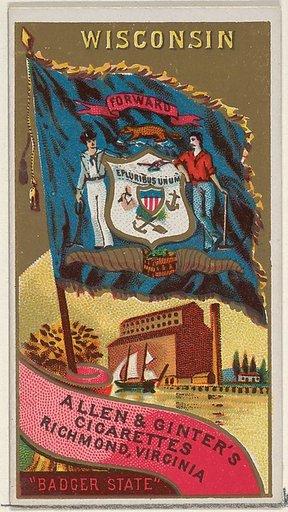 Wisconsin, from Flags of the States and Territories (N11) for Allen & Ginter Cigarettes Brands